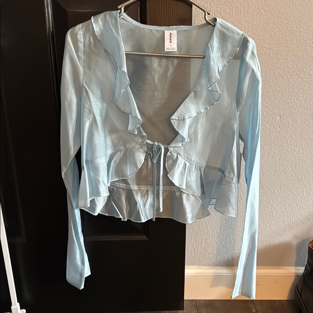 Sheer Blue Ruffle Top w/tags